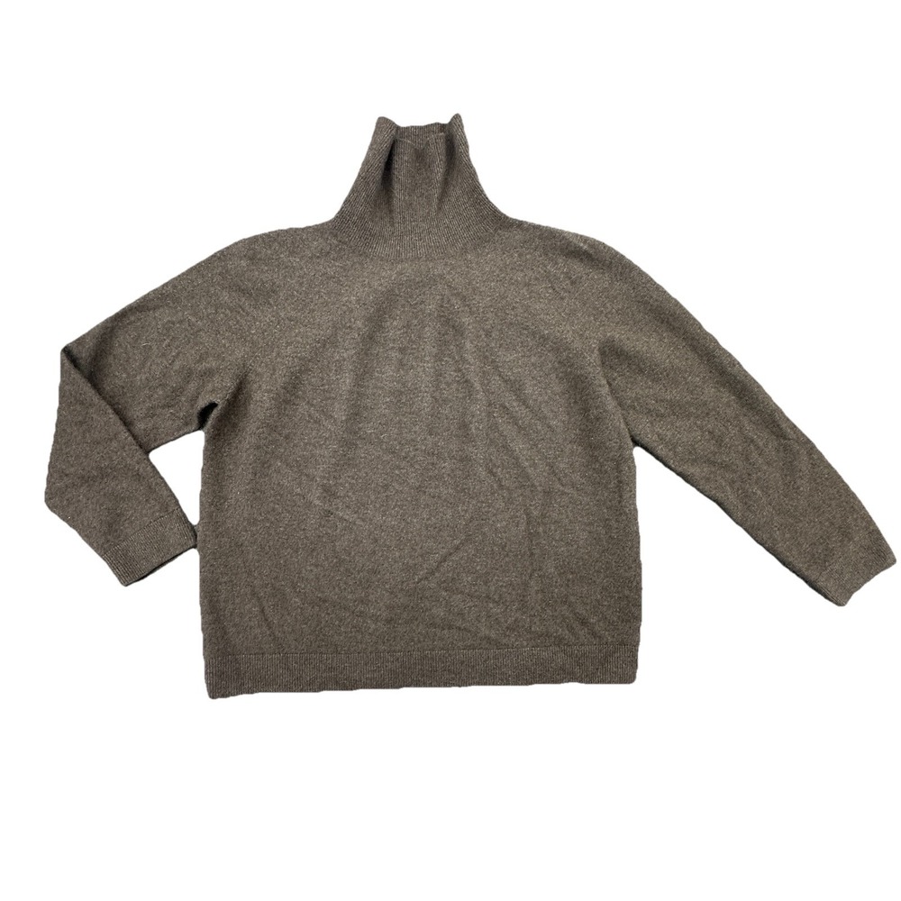 Uniqlo Womens XL 100% Cashmere Brown Turtleneck‎ Sweater Runs Small